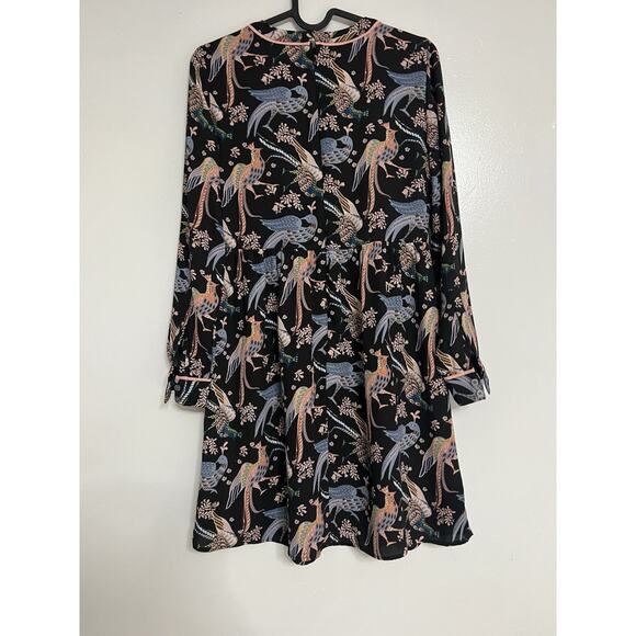 Loft Ann Taylor Dress peacock snowbirds long sleeve Size 00P - Picture 3 of 3